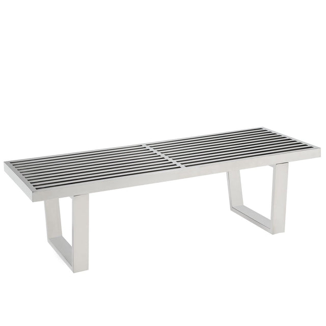 48 Inch Polished Stainless Steel Slotted Accent Bench and Platform Base in Silver - Benches available at Alpine Outlets in Denver