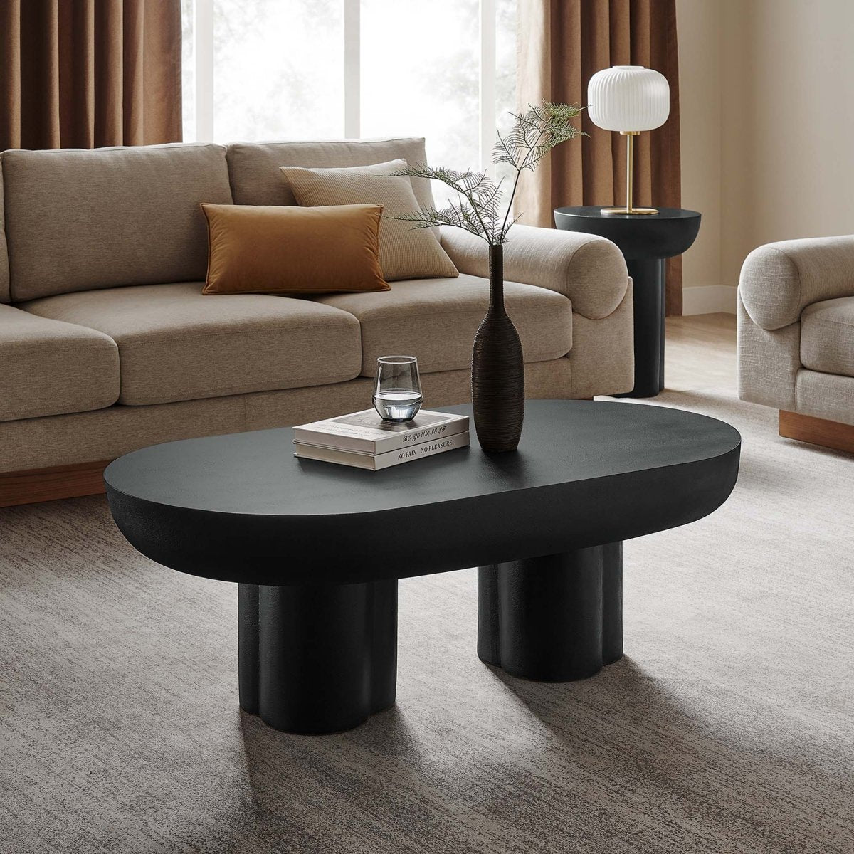 48 Inch Striking Oval Concrete Overlay Coffee Table - Coffee Tables available at Alpine Outlets in Denver