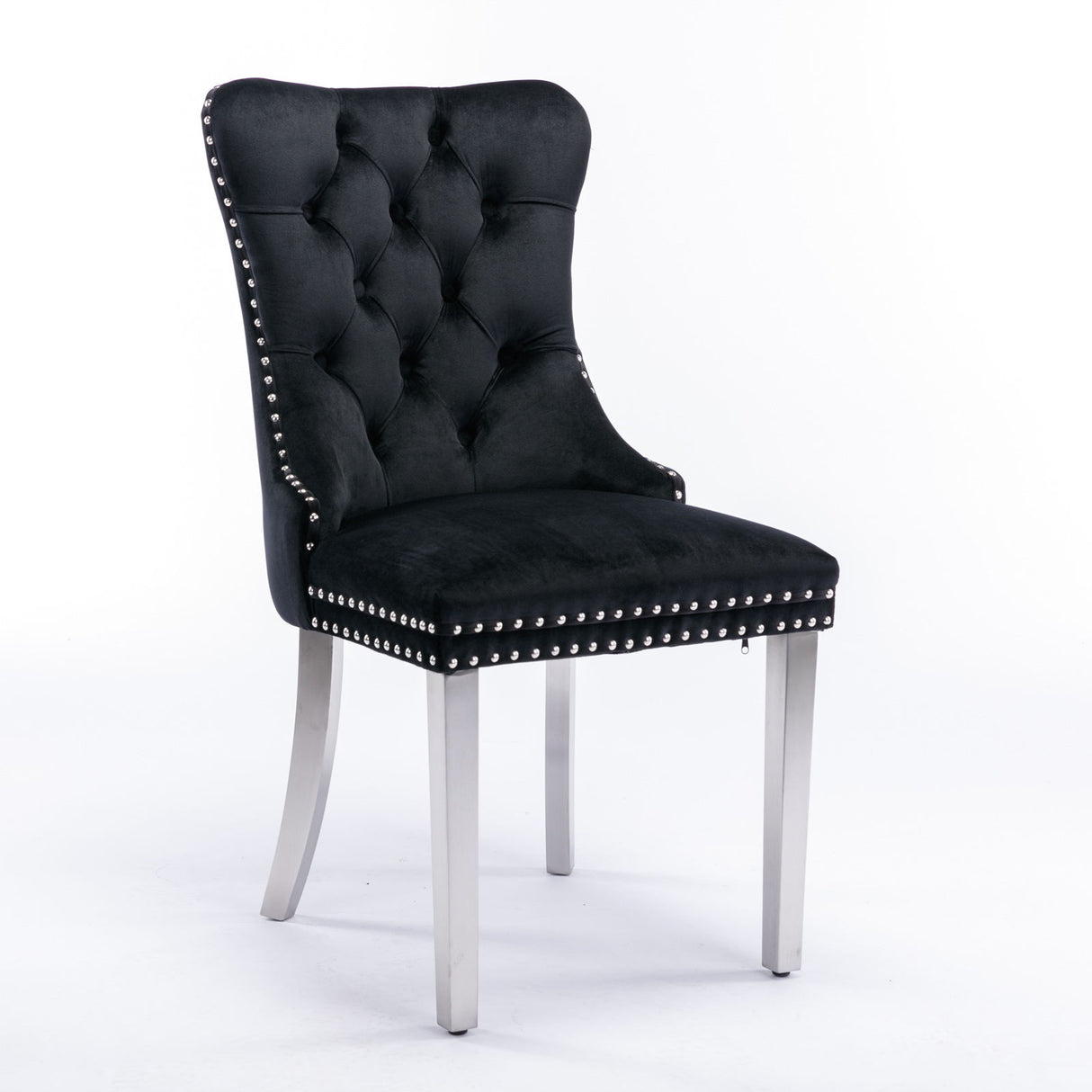 Nikki - Modern, High-End Tufted Solid Wood Contemporary Velvet Upholstered Dining Chair With Chrome Stainless Steel Plating Legs, Nailhead Trim (Set of 2) - Chair Sets - Alpine Outlets