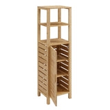 Linon Bracken Mid Cabinet Natural Bamboo Wood Freestanding Linen Cabinet