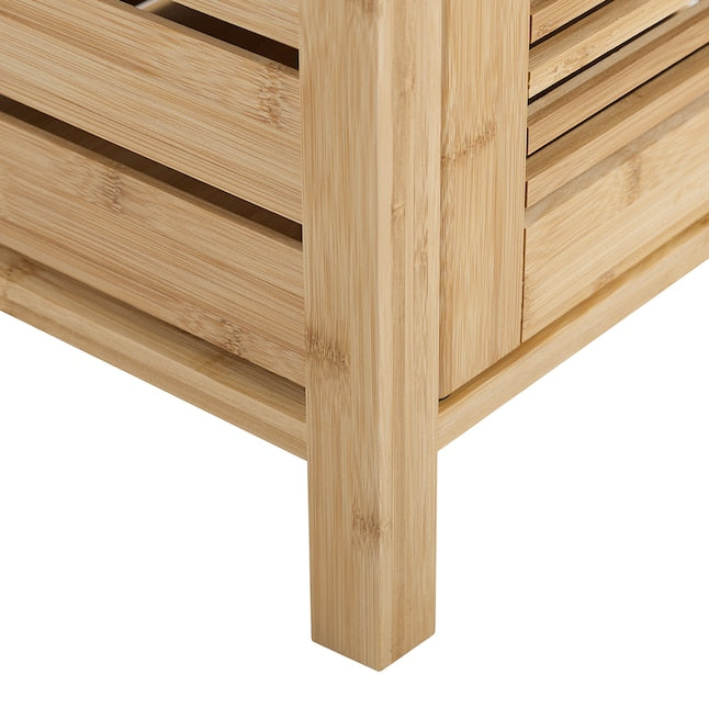 Linon Bracken Mid Cabinet Natural Bamboo Wood Freestanding Linen Cabinet