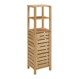 Linon Bracken Mid Cabinet Natural Bamboo Wood Freestanding Linen Cabinet