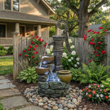 Hand Pump Water Fountain With LED Lights - Gray