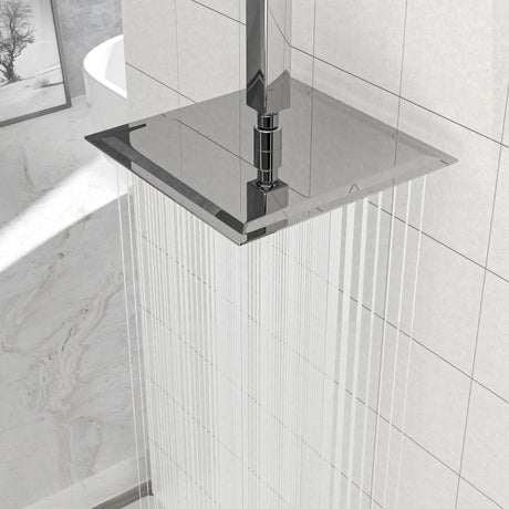 10" Square Rainfall Shower Head, Wall / Ceiling Mounted, Stainless Steel - Chrome