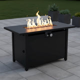 Rectangle Fire Pit Table Outdoor Heater Dual Fuel Steel 42x25in Black