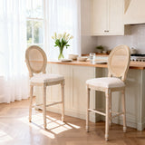French Country Bar Chairs With Round Back (Set of 2)
