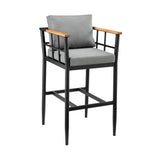 Orlando - Outdoor Patio 5-Piece Bar Table Set In Aluminum With Gray Cushions