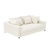 Plush Corduroy 4 Seat Sofa, Modern Comfy Upholstered Sofa Cloud Couch, Deep Seat Couches With Soft Pillows