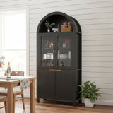 Fluted Tall Arched Pantry Cabinet With Adjustable Shelves