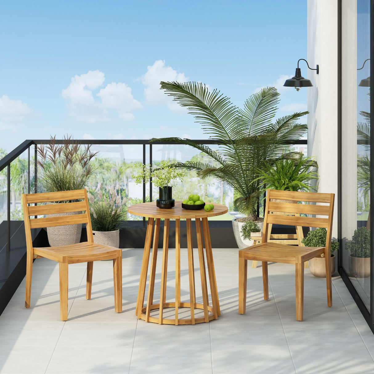 Outdoor Dining Side Chair (Set of 2) - Teak Finish