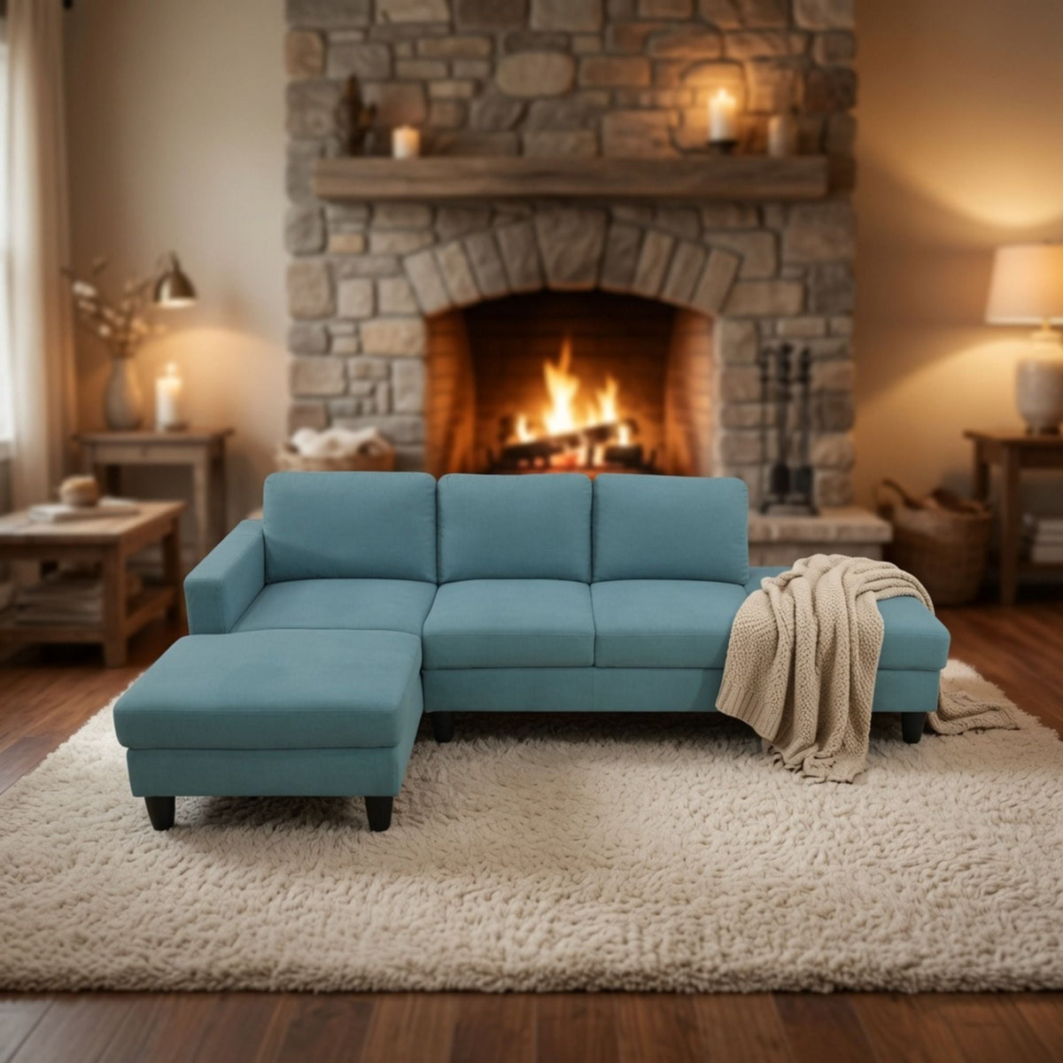 L - Shaped Sectional Sofa With Chaise & Ottoman