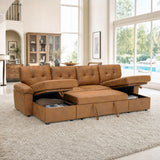Convertible Sectional Sofa Bed With Pull Out Sleeper And Storage
