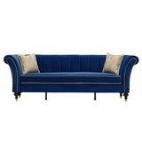 3 Seater Sofa With Rolled Arms, Vertical Channel Tufted Backrest