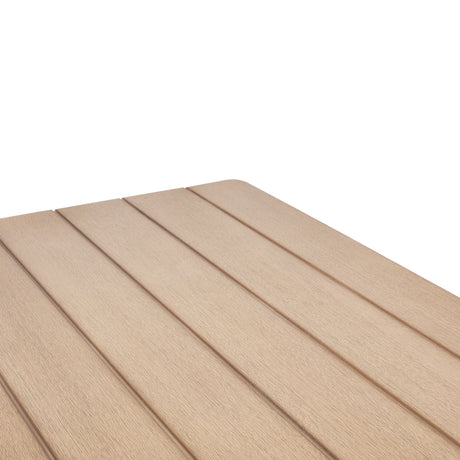 Balmor - 53" Square Outdoor Dining Table, Seats 4 - Wire-Brushed Natural Eucalyptus