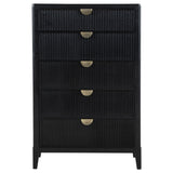 Mason - 5 Drawer Chest With Fluted Design - Black