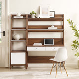 49" and 21" Tiered Wood Office Desk and Bookshelf - Set of 2 - Bookcases available at Alpine Outlets in Denver