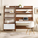 49" and 33" Tiered Wood Office Desk and Wide Bookshelf - Set of 2 - Bookcases available at Alpine Outlets in Denver