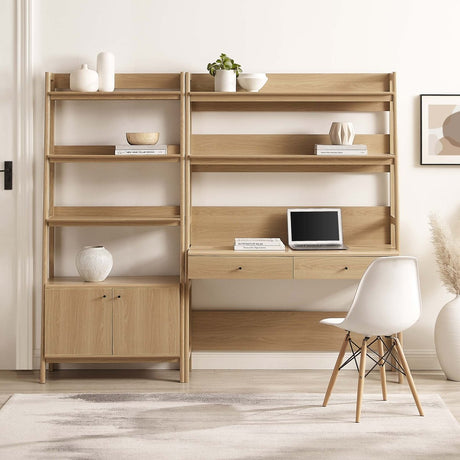49" and 33" Tiered Wood Office Desk and Wide Bookshelf - Set of 2 - Bookcases available at Alpine Outlets in Denver