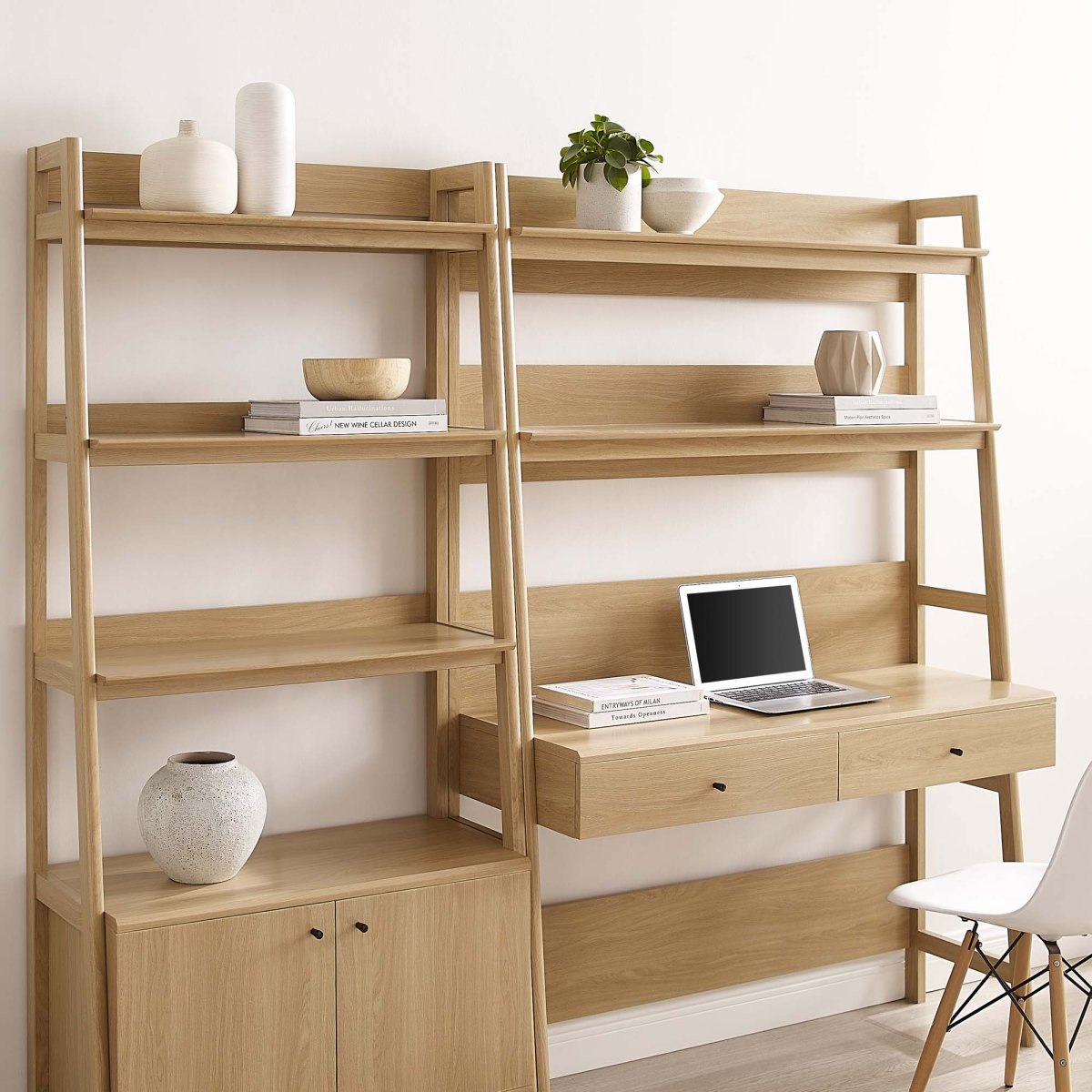 49" and 33" Tiered Wood Office Desk and Wide Bookshelf - Set of 2 - Bookcases available at Alpine Outlets in Denver