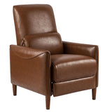 Upholstered Push Recliner Chair With Rubber Wood Legs For Living Room