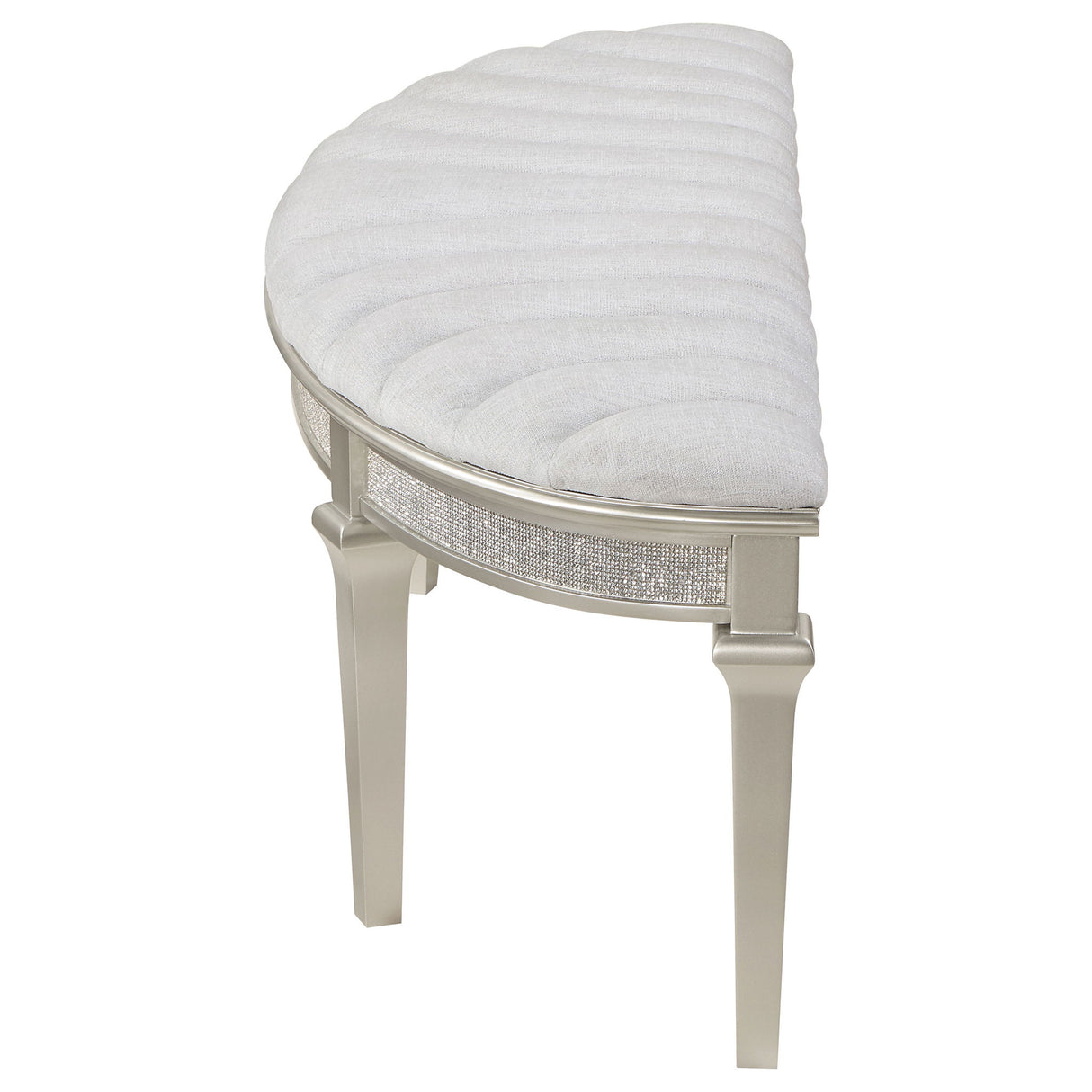 Colwood - Upholstered Curved With Channel Tufting And Slender Tapered Legs - Silver Gray