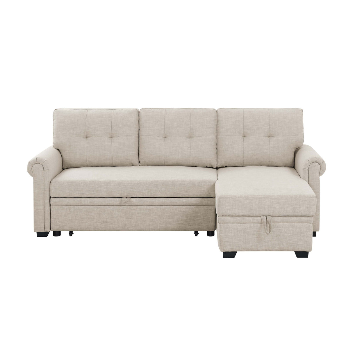 Upholstered Sleeper Sofa With Reversible Storage Chaise