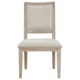 Rodota - 5 Piece Round Dining Table Set With Upholstered Chairs - White Washed