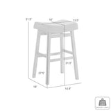 Lenon - Modern Farmhouse Wood Bar Height Kitchen Bar Stool
