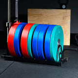 Costoffs Horizontal Barbell Bumper Plate Rack Strength Fitness Rack Plate Holder Standard Plate Weight Storage Rack with Handle and Wheels