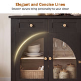 Sideboard Cabinet With 4 Drawers And 4 Arched Glass Doors