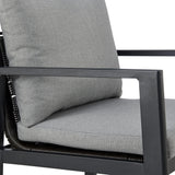Cayman - Outdoor Patio 7-Piece Dining Table Set In Aluminum With Gray Cushions