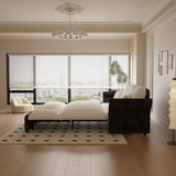 Queen Pull Out Sofa Bed, 3 In 1 Convertible Sleeper Tufted With 2 Soft Pillows