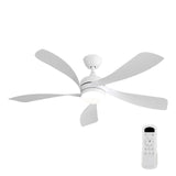 52" Ceiling Fan With 3 Color Dimmable LED Light, 5 Blades, Remote Control, Reversible DC Motor