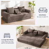 Soft Striped Convertible Sofa Bed, Dual Use Lounge Couch With Cup Holders And Pillows