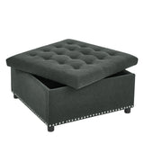 Square Tufted Storage Ottoman With Nailhead Trim