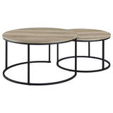 Arrize - 2 Piece Round Nesting Coffee Table Set - Pine Wood