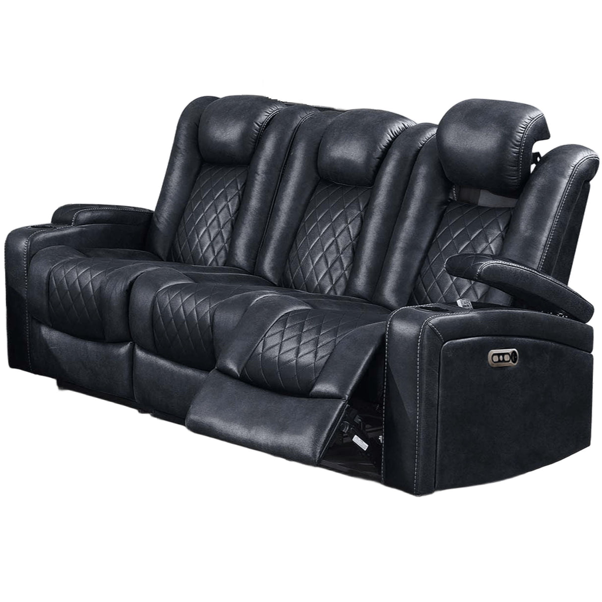 Power Reclining Sofa With Adjustable Headrest - Inky Blue