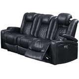 Power Reclining Sofa With Adjustable Headrest - Inky Blue