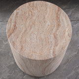 Tall Cylindrical Accent Coffee Table In - Beige / Yellow