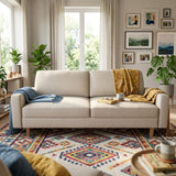 Couch, 3 Seat Sofa With Removable Cushion - Beige