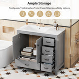 Bathroom Vanity With Sink Combo, 2 Soft Close Doors And 5 Drawers