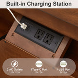 Nightstand With Charging Station, Bedside Table, 3 Drawers, USB And Type - C Ports