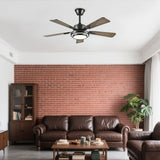 5 Blades Ceiling Fan With LED Light 3000 - 6500K Dimmable, 6 Speed Levels, Reversible Ceiling Fan - Matte Black