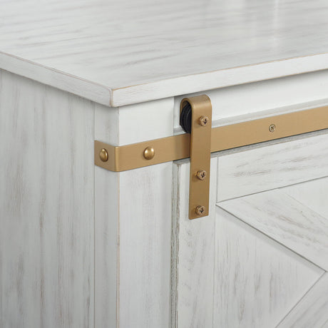 Coffee Table With Storage Drawer And Open Shelves - Antique White / Gold