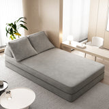 Multifunctional Convertible Sofa Bed With 2 Tumbler Backrests And 2 Pillows, Deep Seat Couch