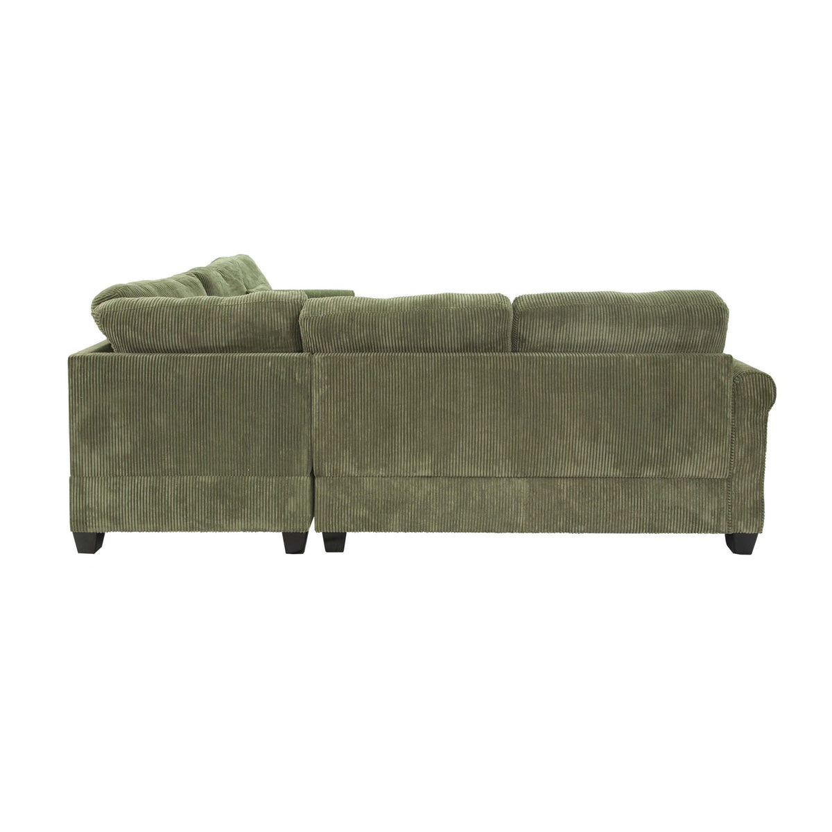 L - Sectional Sofa Set With Corner Wedge And Ottoman, 4 Piece Living Room Furniture - Sage