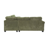 L - Sectional Sofa Set With Corner Wedge And Ottoman, 4 Piece Living Room Furniture - Sage