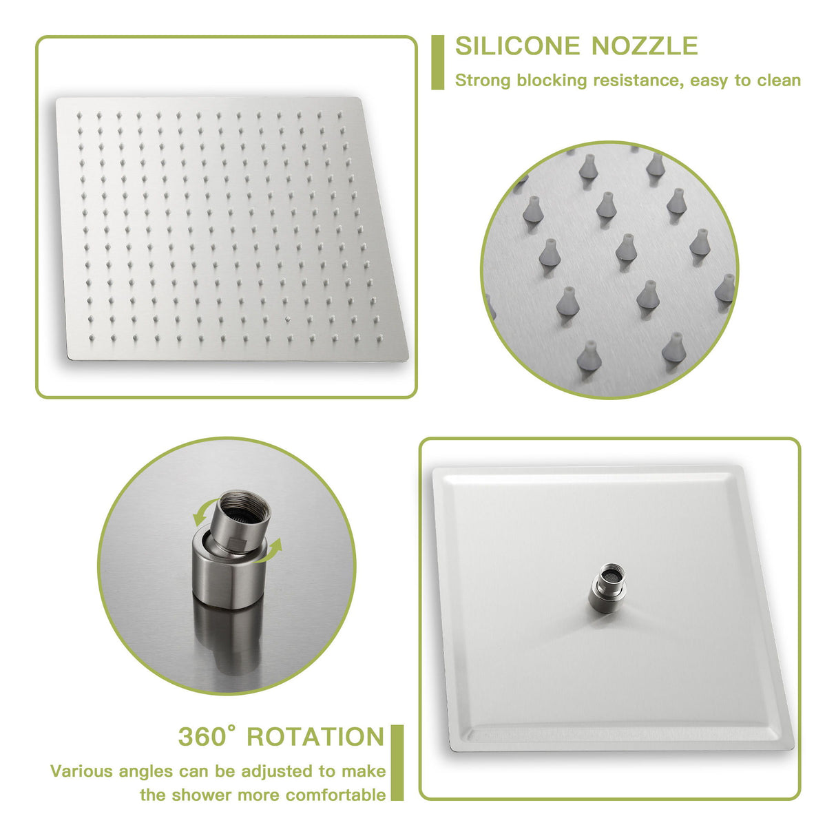 Dual Shower Head System With 12" Square Rain Shower And Rough In Valve