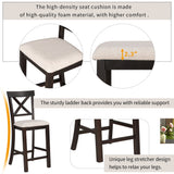Counter Height Dining Set With Shelf, 4 Chairs And Bench