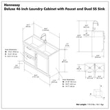 Hennessy - Laundry Utility Sink And Cabinet With Dual Sink And Pull Out Faucet - White